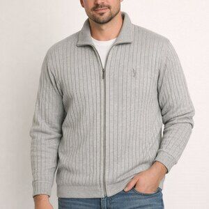 Yves Saint Laurent Cardigan Men's Full Zip Vintage Gray Ribbed Cuff & Co…